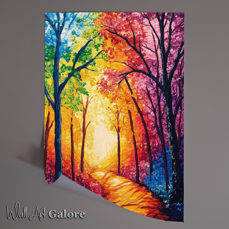 Buy Unframed Poster : (Rainbow bright colors colorful autumn forest)