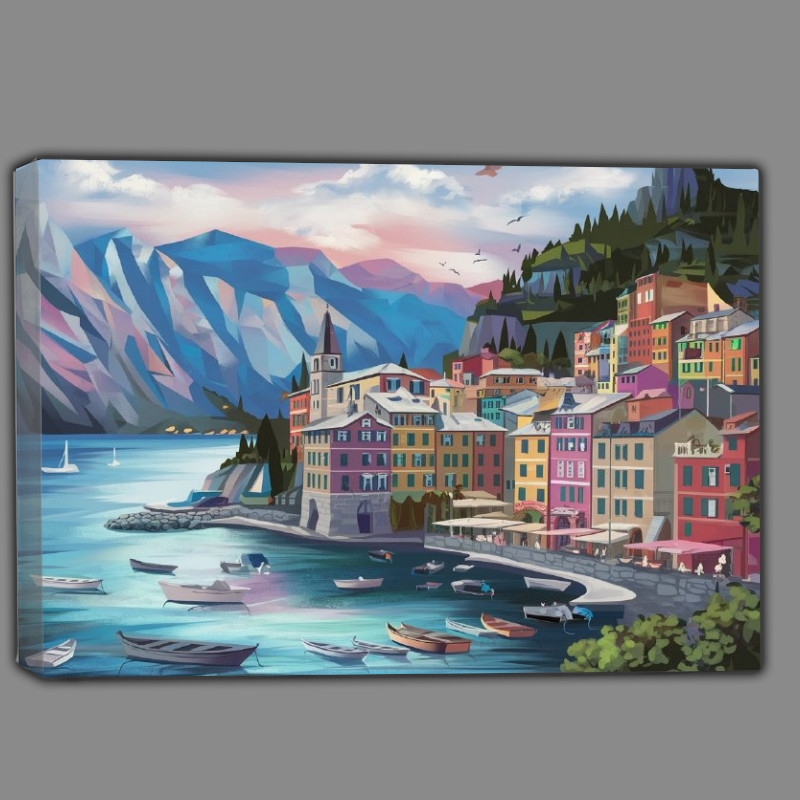 Buy Canvas : (Picturesque coastal town by the sea)