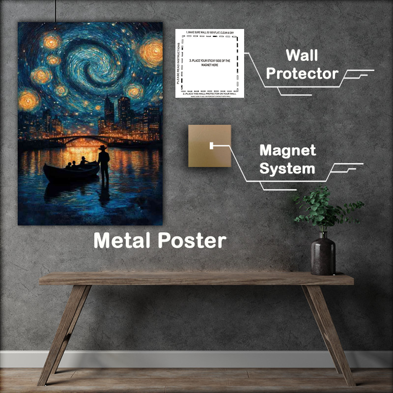Buy Metal Poster : (A man stands the water getting on boat)