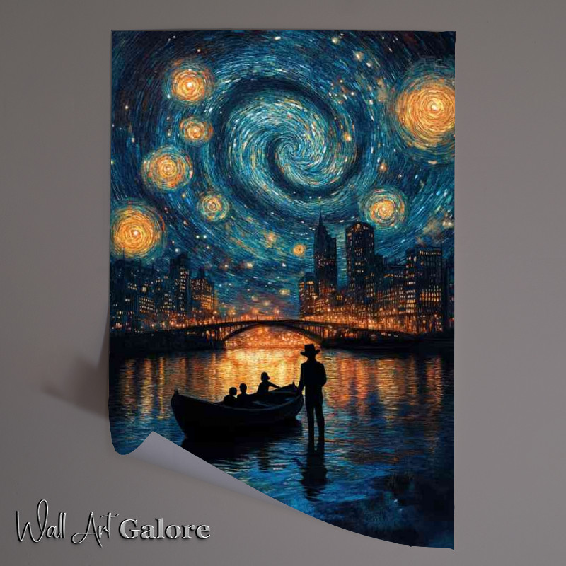 Buy Unframed Poster : (A man stands the water getting on boat)