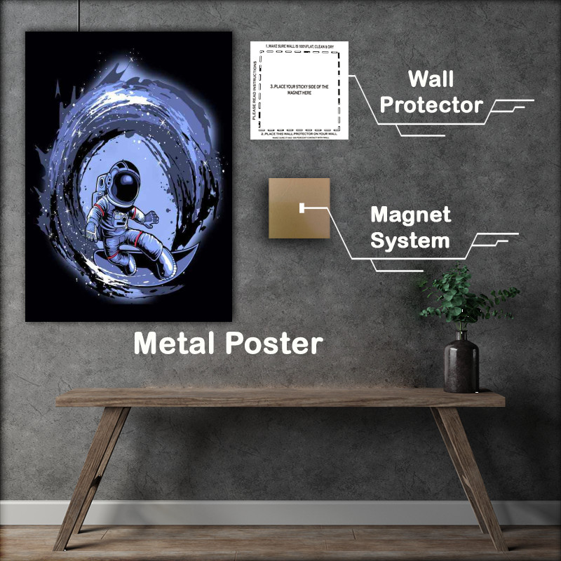 Buy Metal Poster : (Surfing in space)