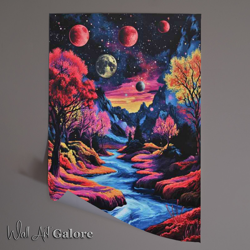 Buy Unframed Poster : (Landscape of vibrant colors featuring flowing live river)