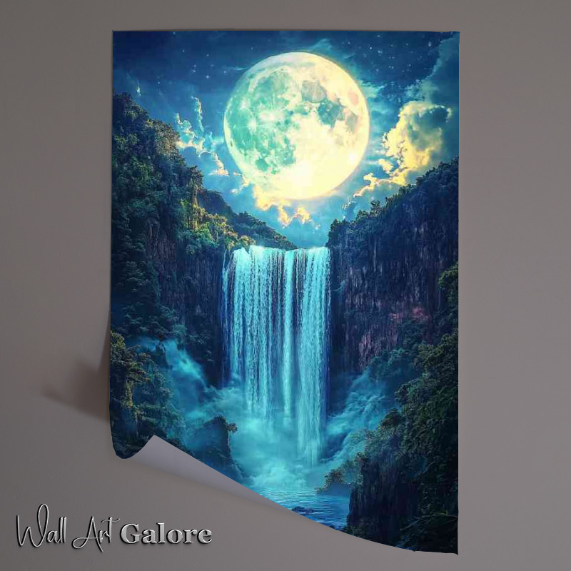 Buy Unframed Poster : (Magical waterfall cascades down from the sky)
