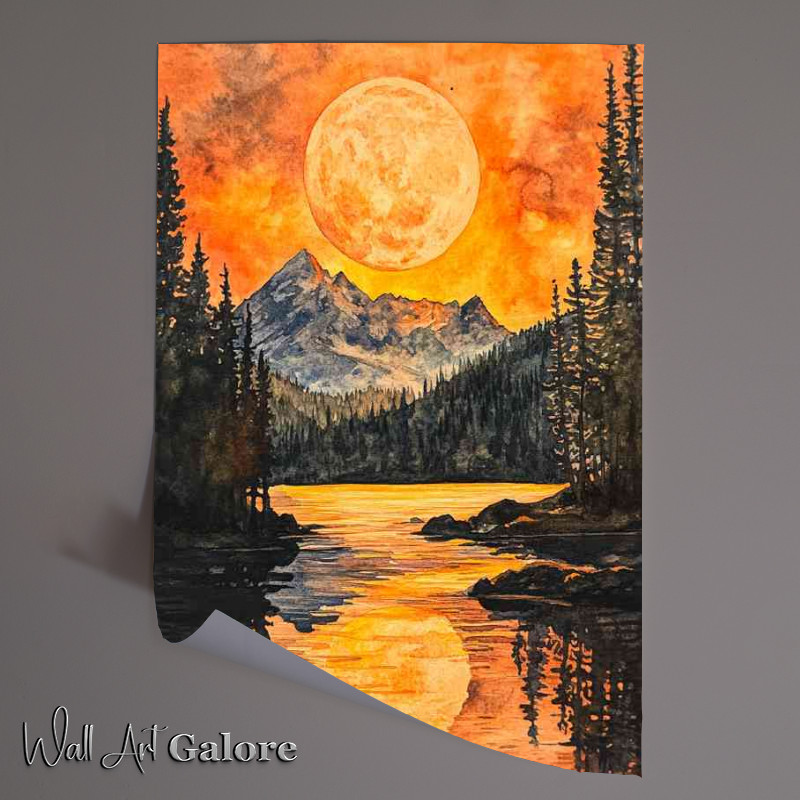 Buy Unframed Poster : (Watercolor painting of the full moon)