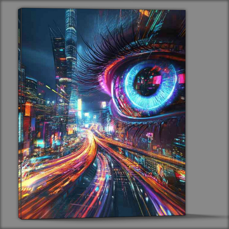 Buy Canvas : (Digital art of an eye with the pupil on the highway)