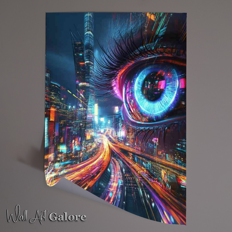 Buy Unframed Poster : (Digital art of an eye with the pupil on the highway)