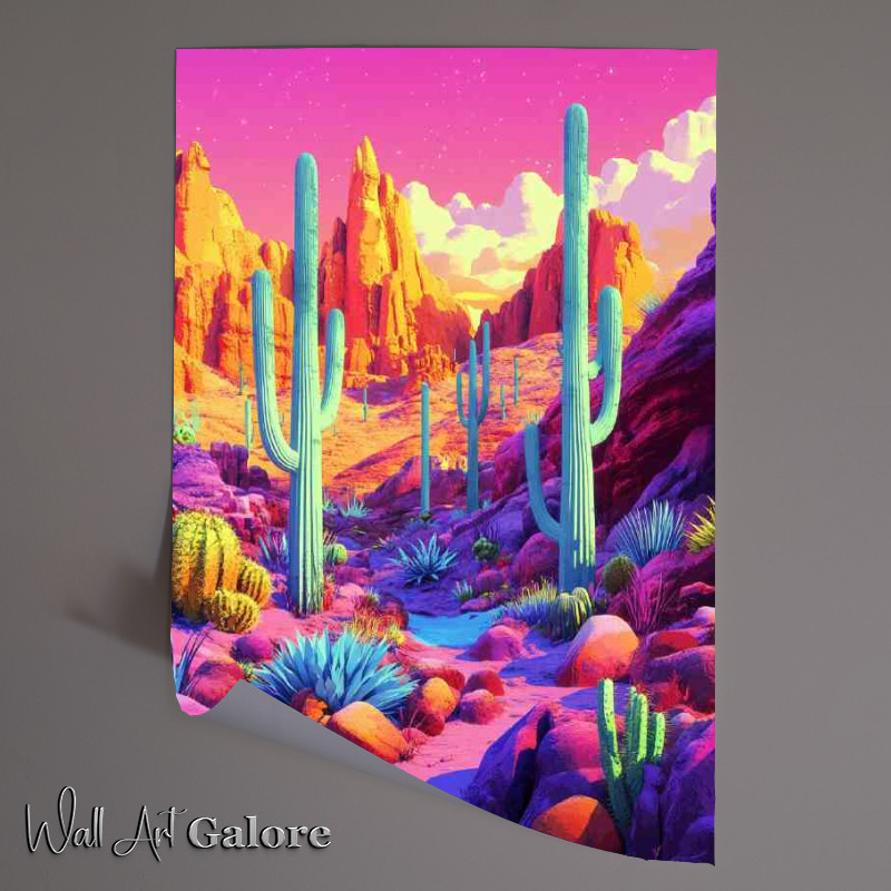 Buy Unframed Poster : (Fluid motifs of the desert cacti and surreal)