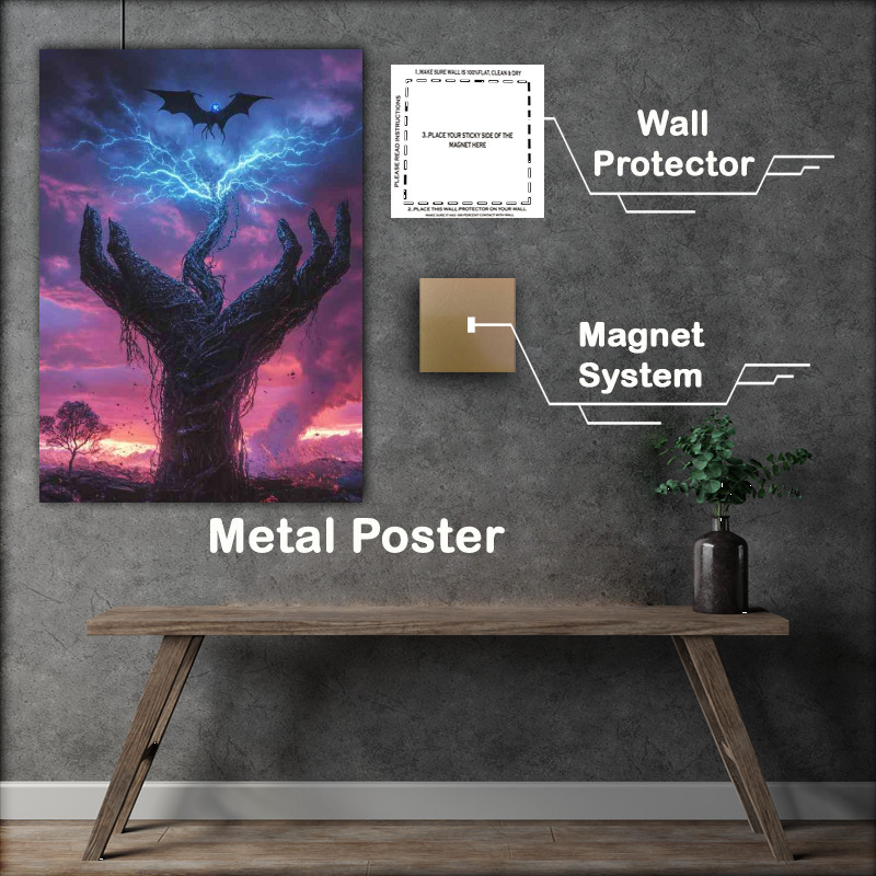 Buy Metal Poster : (Hands of darkness hands wrapped around an alien tree)
