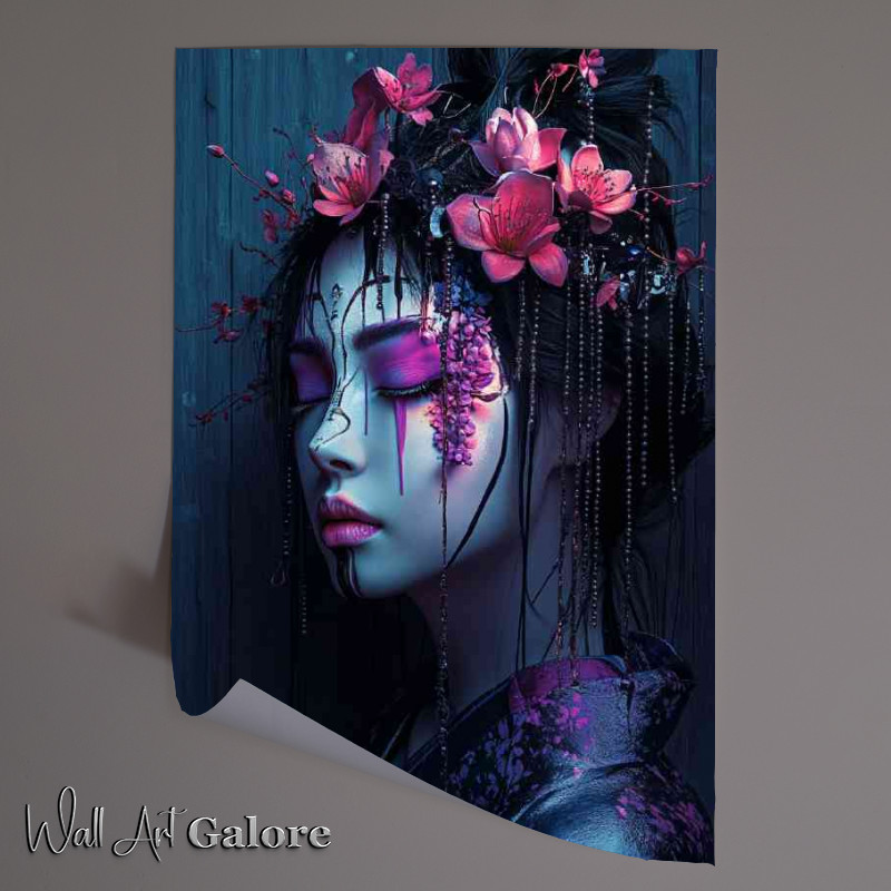 Buy Unframed Poster : (Japanese woman in the style of cyberpunk with pink makeup)