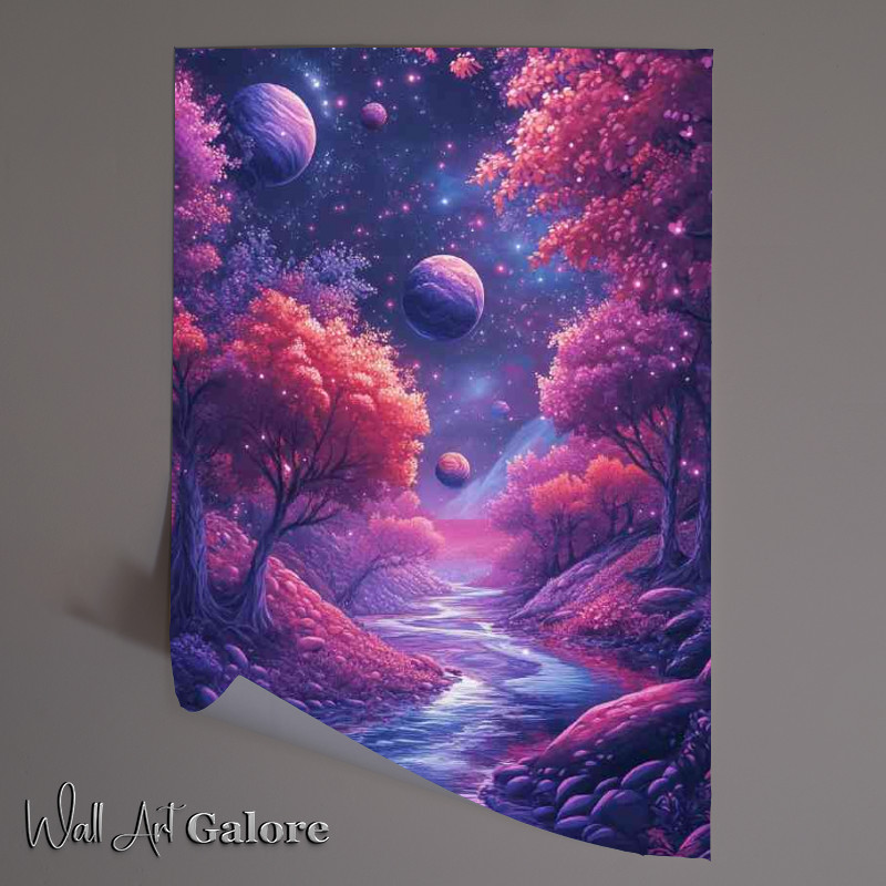 Buy Unframed Poster : (Landscape with vibrant colors featuring outer worlds)