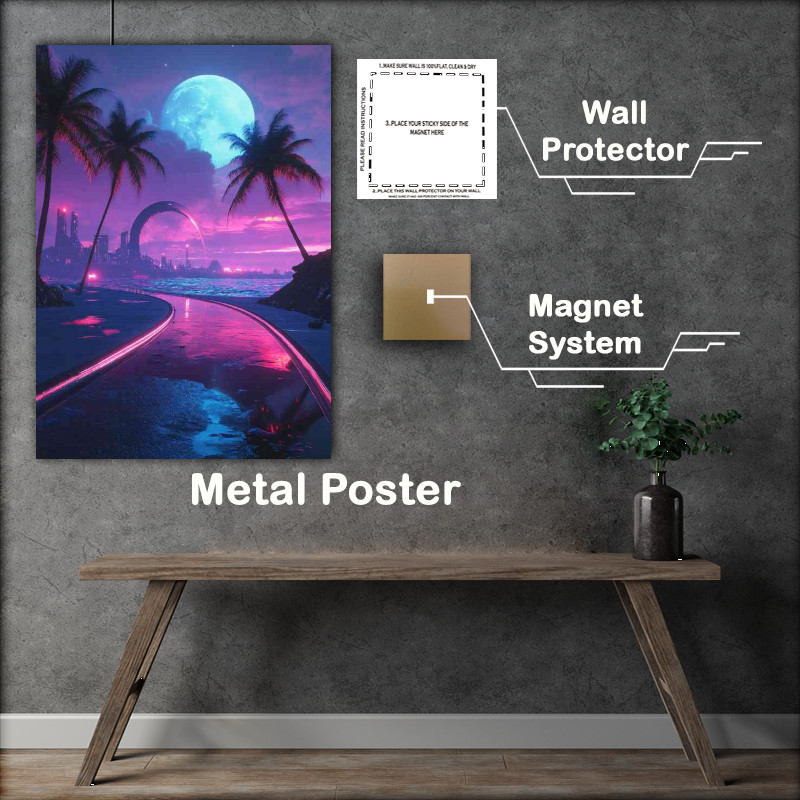 Buy Metal Poster : (The road leading to the neon future)