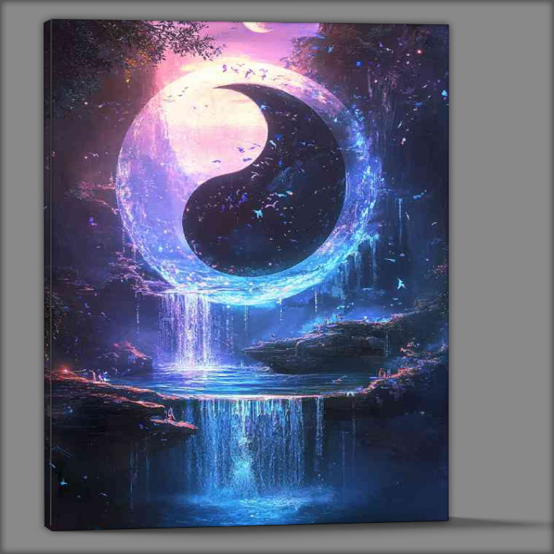 Buy Canvas : (Yin yang symbol with an ethereal glow surrounded by water)