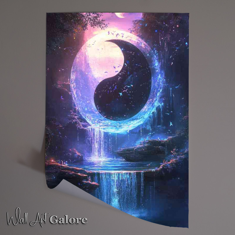 Buy Unframed Poster : (Yin yang symbol with an ethereal glow surrounded by water)