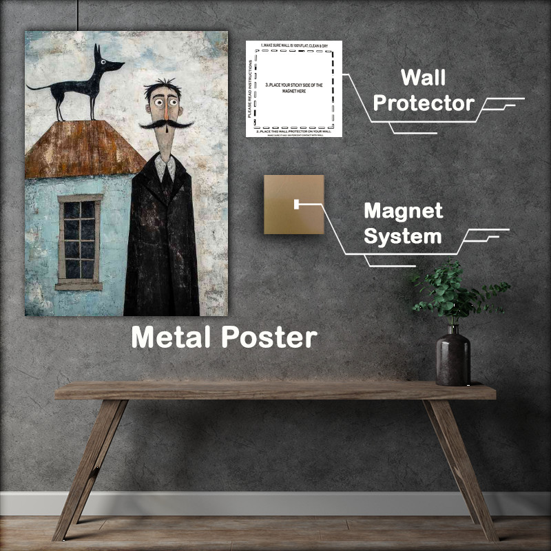 Buy Metal Poster : (A man with a black mustache lost his dog)
