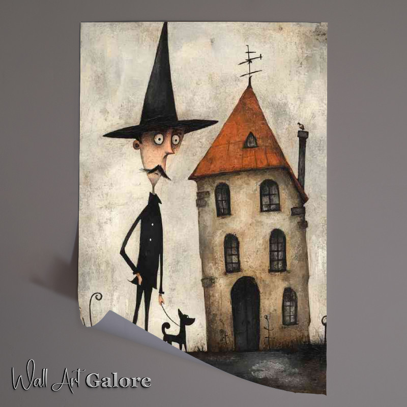 Buy Unframed Poster : (A tall thin man with a pointy hat and black suit walk)