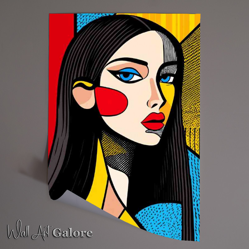 Buy Unframed Poster : (Beautiful woman with long black hair full-bodied pop art)