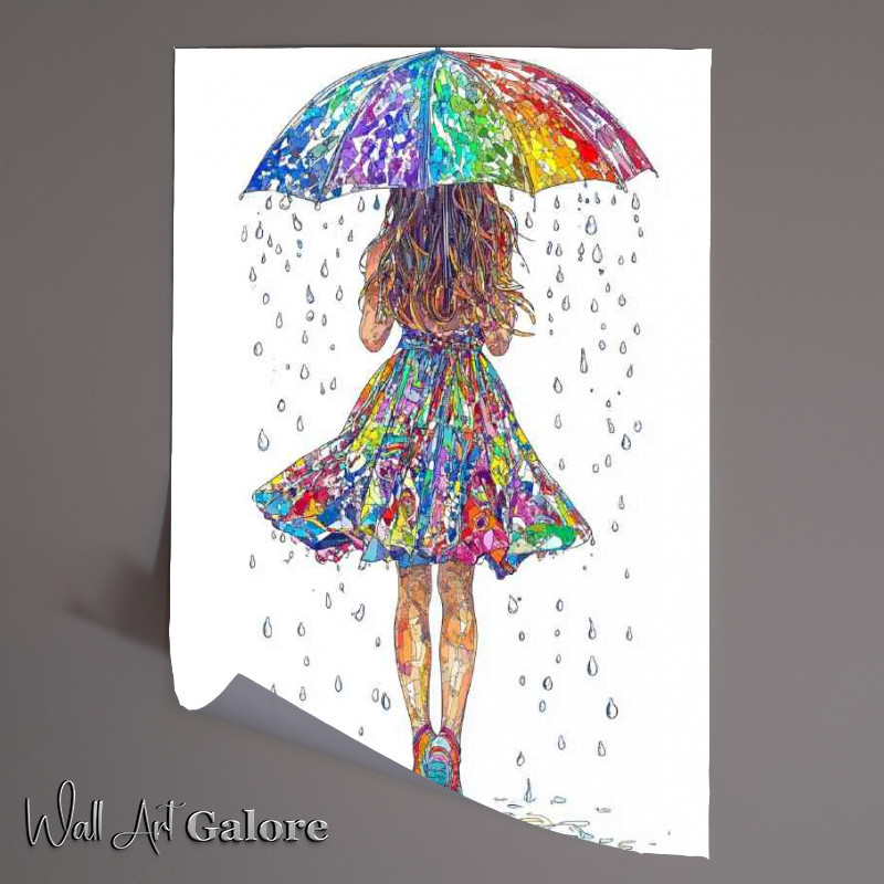 Buy Unframed Poster : (Colorful girl with an umbrella)