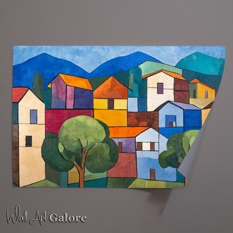 Buy Unframed Poster : (Cubist painting of a small town)