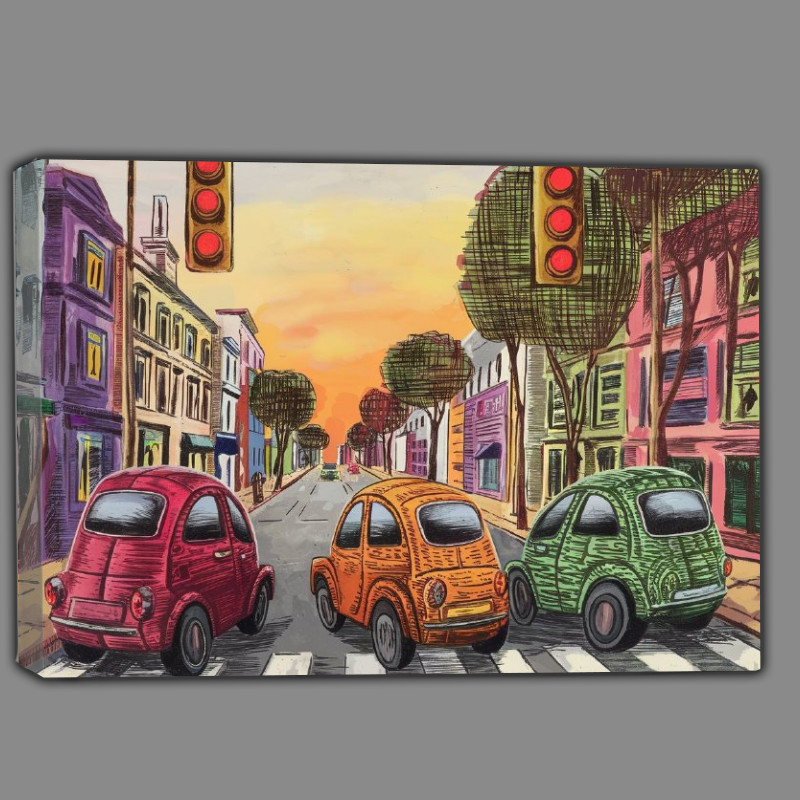 Buy Canvas : (Vibrant urban street scene)