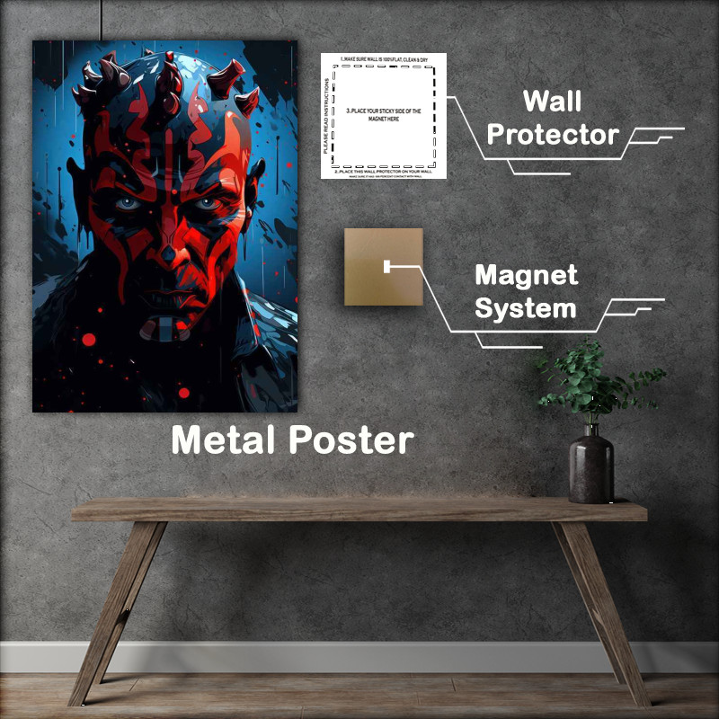 Buy Metal Poster : (Darth Maul on a black background painted style)