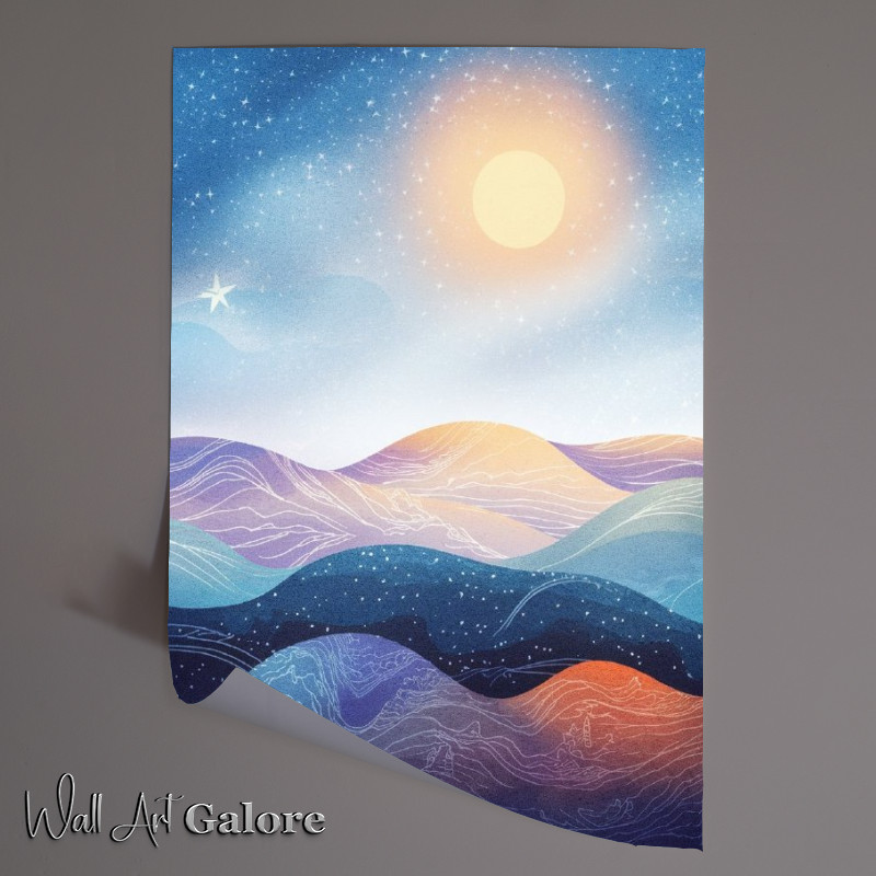Buy Unframed Poster : (Ethereal landscape with a vast stars glowing sun)