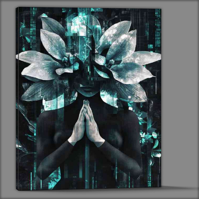 Buy Canvas : (A glitch art style illustration of a woman)
