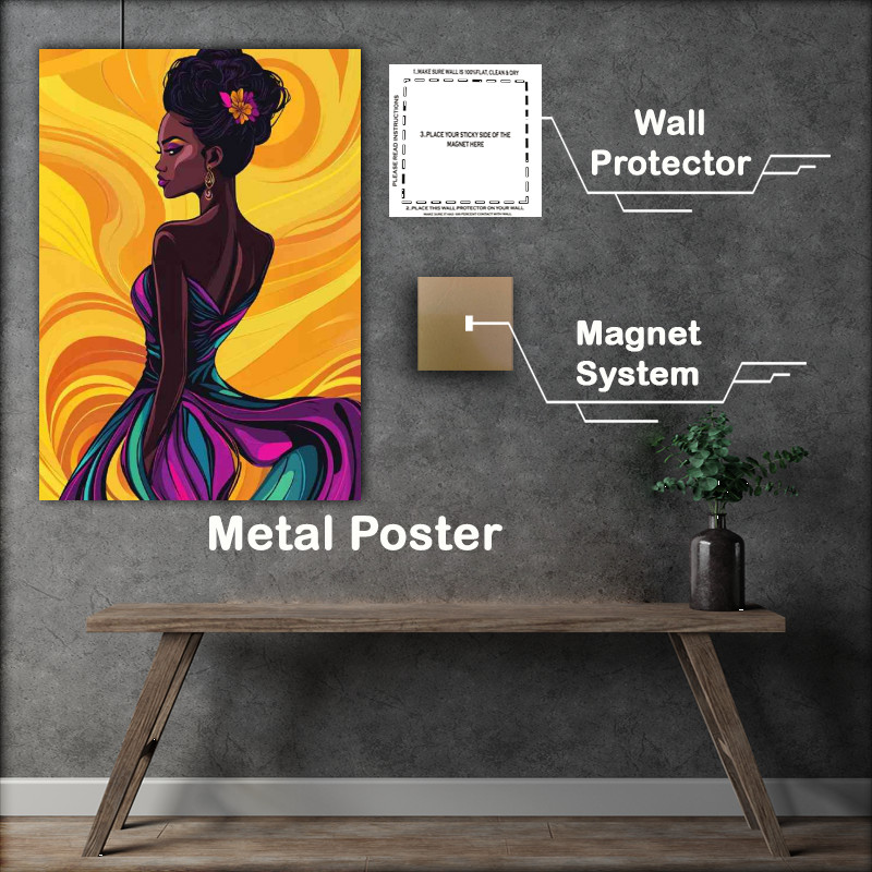 Buy Metal Poster : (African woman in an elegant dress standing proud)