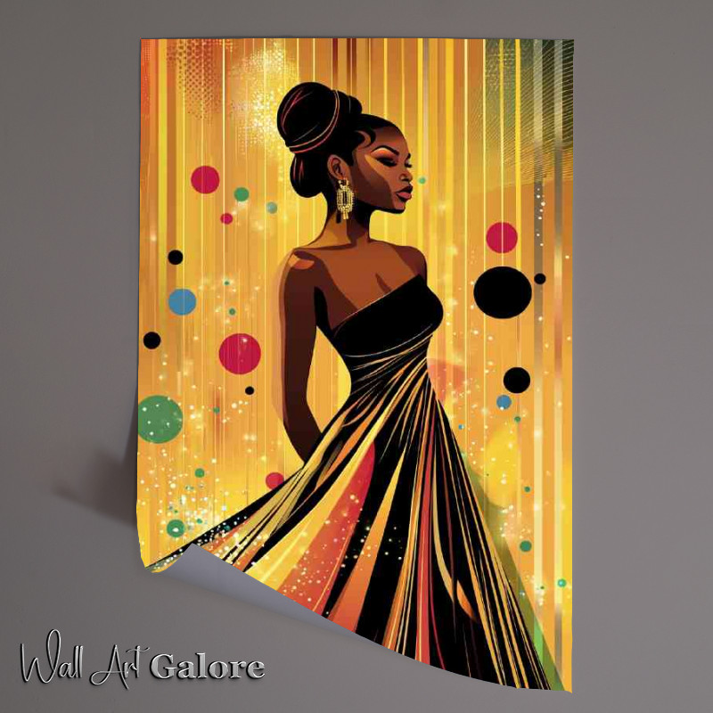 Buy Unframed Poster : (Colorful African American woman in a long flowing dress beautiful)