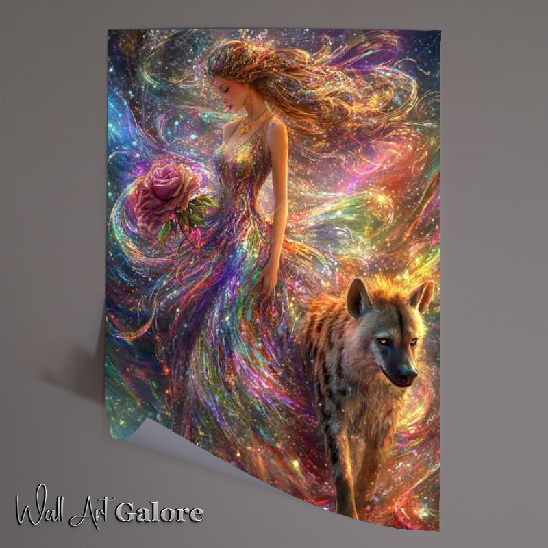 Buy Unframed Poster : (Girl in an iridescent dress walks with hyeina)