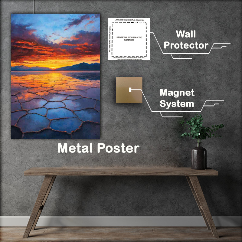 Buy Metal Poster : (Painting of the vast salt flats at sunset)