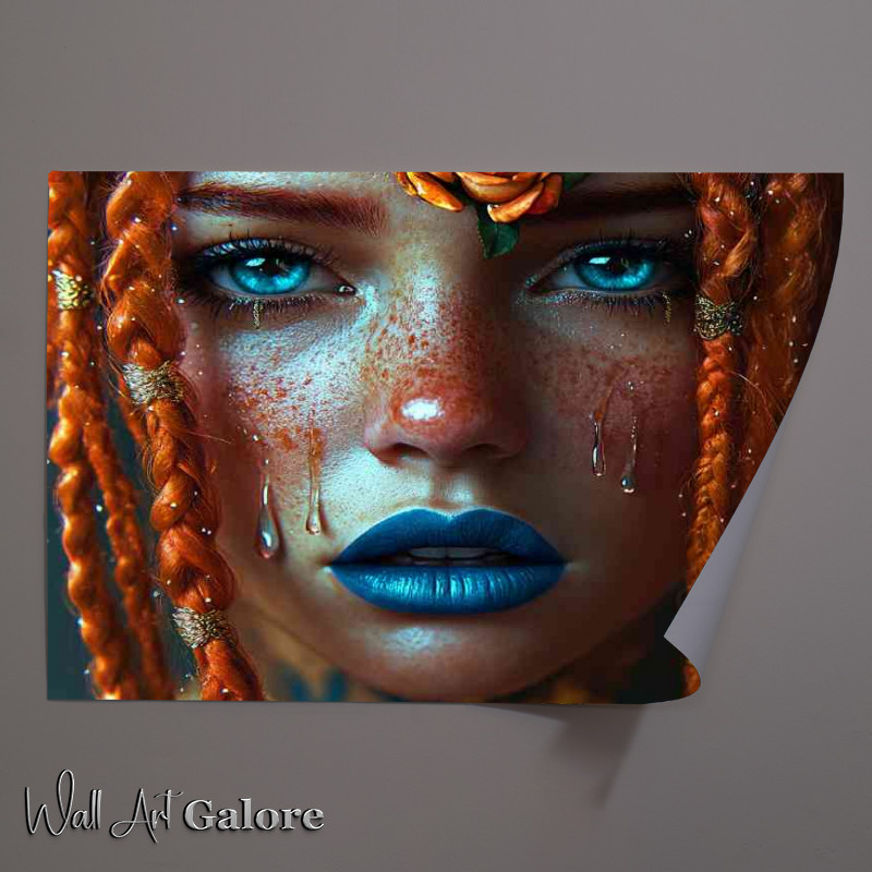 Buy Unframed Poster : (Beautiful girl with blue lipstick gold and orange brades)