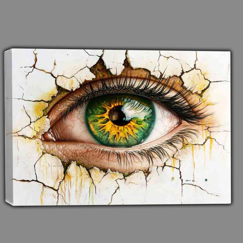 Buy Canvas : (Eye with green and yellow iris cracked wall art)
