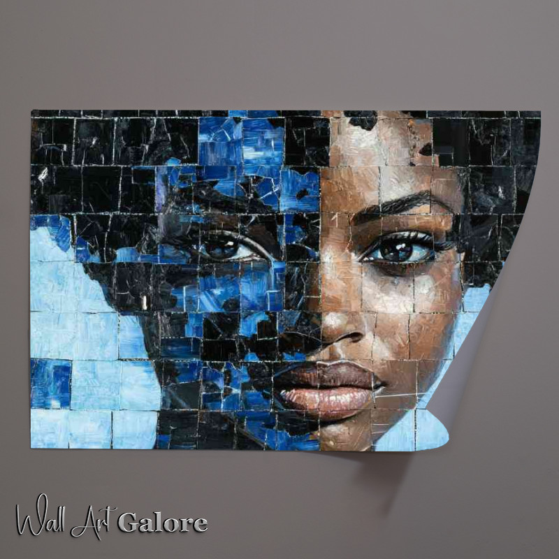 Buy Unframed Poster : (Face made of blue and black crystal griding)