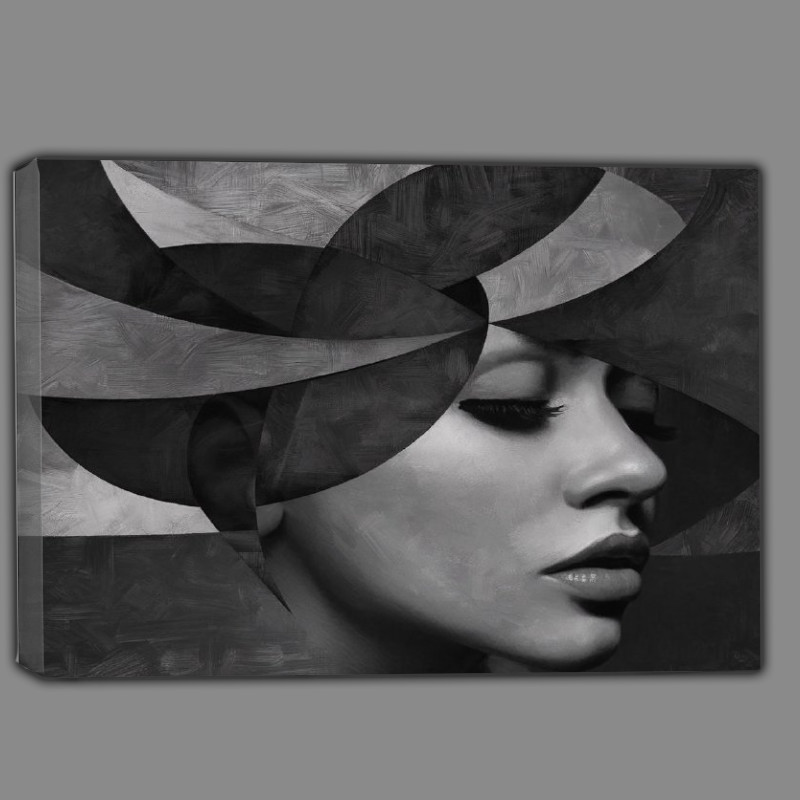 Buy Canvas : (Monochromatic portrait of a woman s face with shapes)