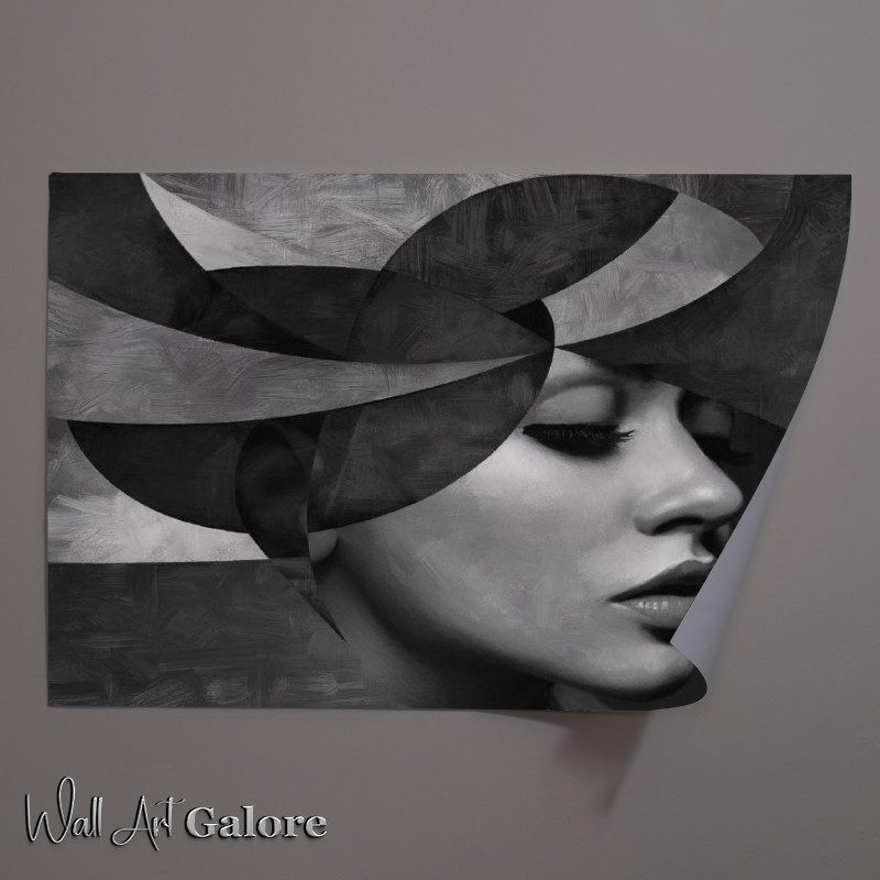Buy Unframed Poster : (Monochromatic portrait of a woman s face with shapes)