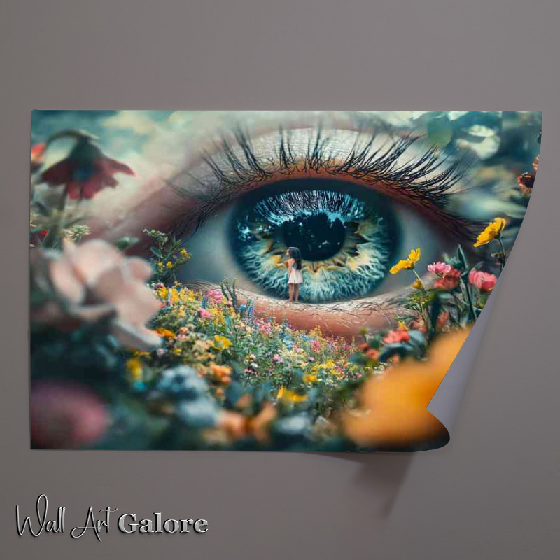 Buy Unframed Poster : (Surreal photograph of an eye with a tiny girl standing)
