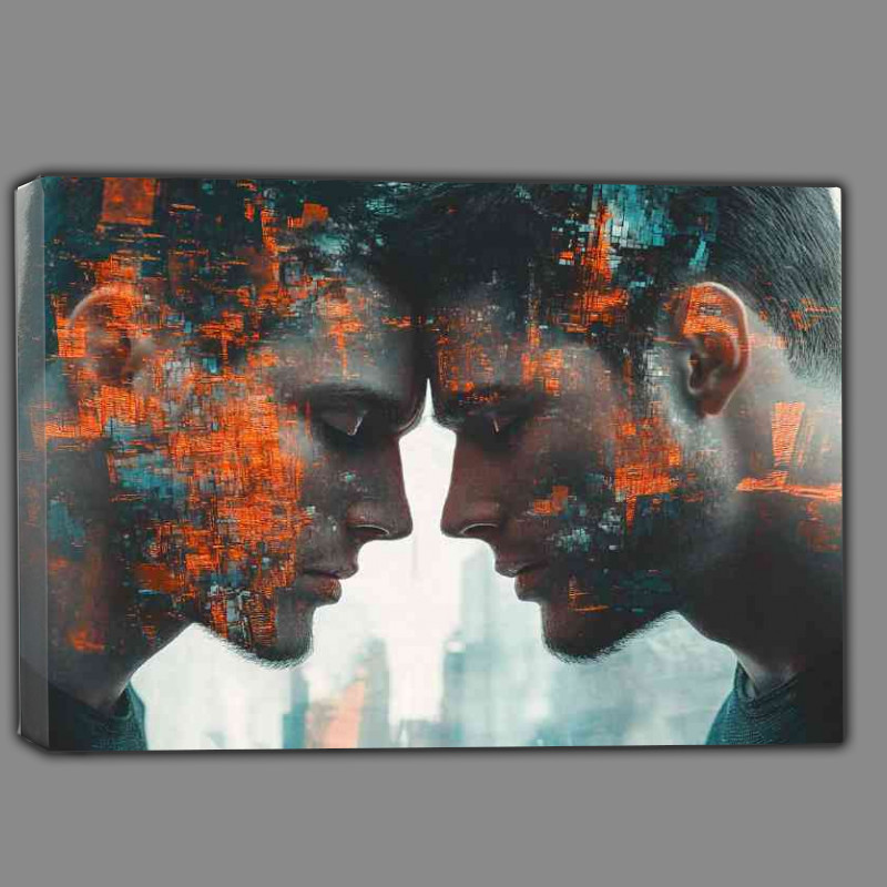 Buy Canvas : (Two men with their heads touching digital art)