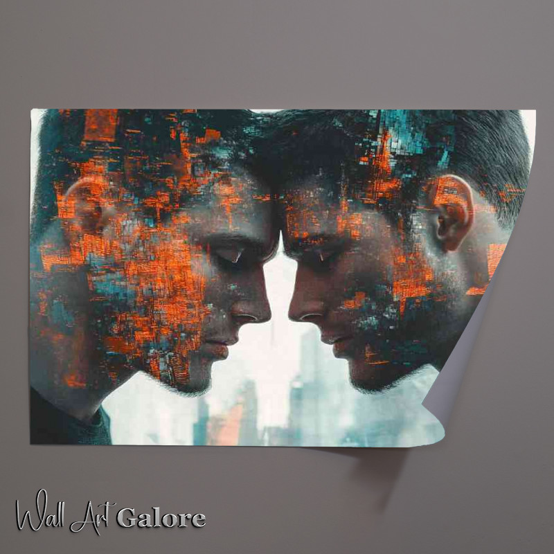 Buy Unframed Poster : (Two men with their heads touching digital art)