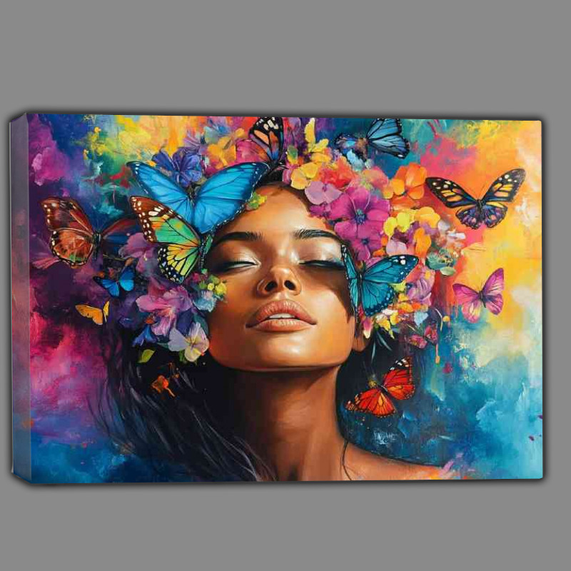 Buy Canvas : (Womans face with butterflies and flowers)