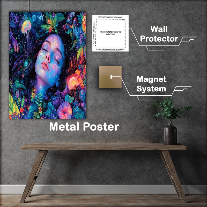 Buy Metal Poster : (Beautiful colorful painting of an angelic woman)