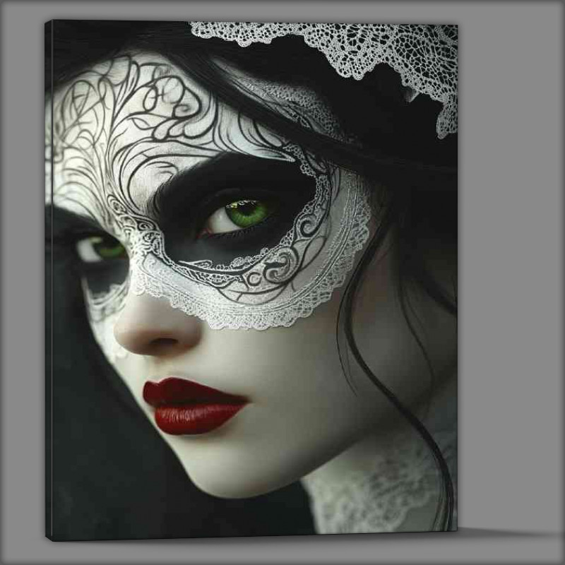 Buy Canvas : (Beautiful woman with green eyes red lips)