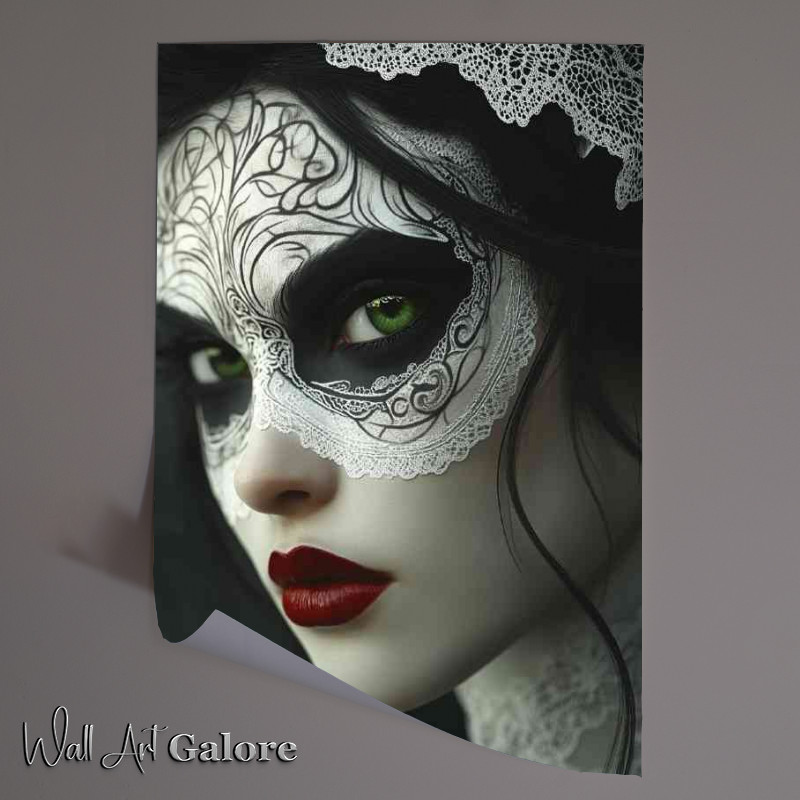 Buy Unframed Poster : (Beautiful woman with green eyes red lips)