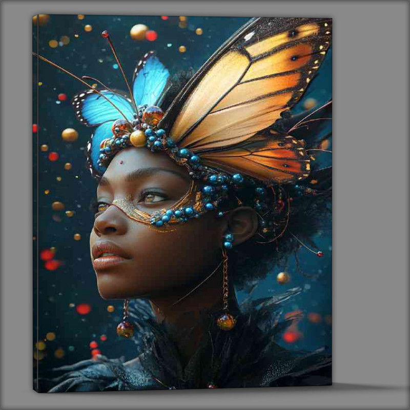Buy Canvas : (Black woman with butterfly wings on her head)