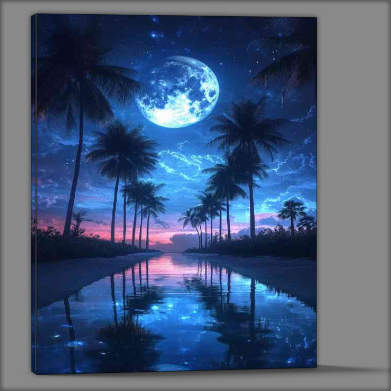 Buy Canvas : (Bleu skies with the full blue moon)