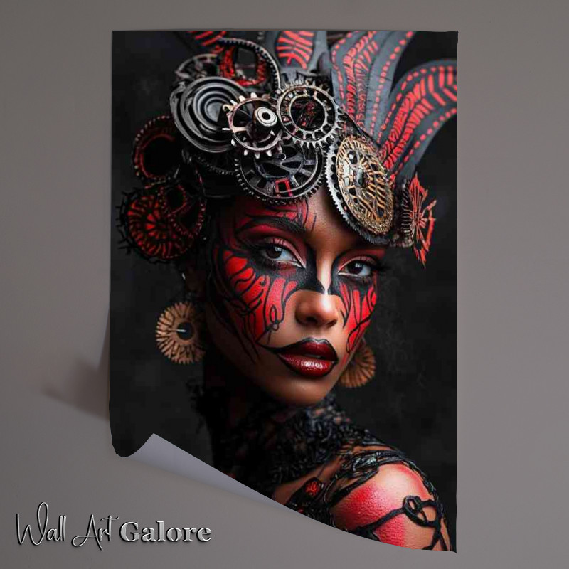 Buy Unframed Poster : (Cyberpunk woman with red and black tribal markings)
