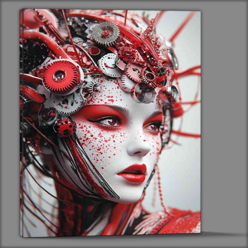 Buy Canvas : (Woman with red and black makeup wearing an elaborate head piece)