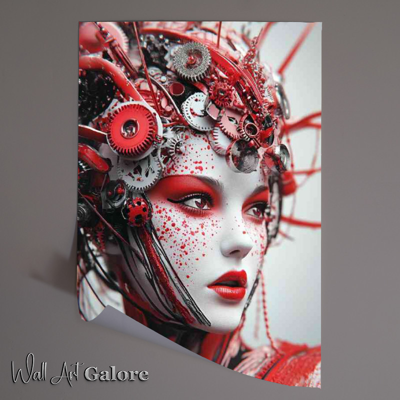 Buy Unframed Poster : (Woman with red and black makeup wearing an elaborate head piece)