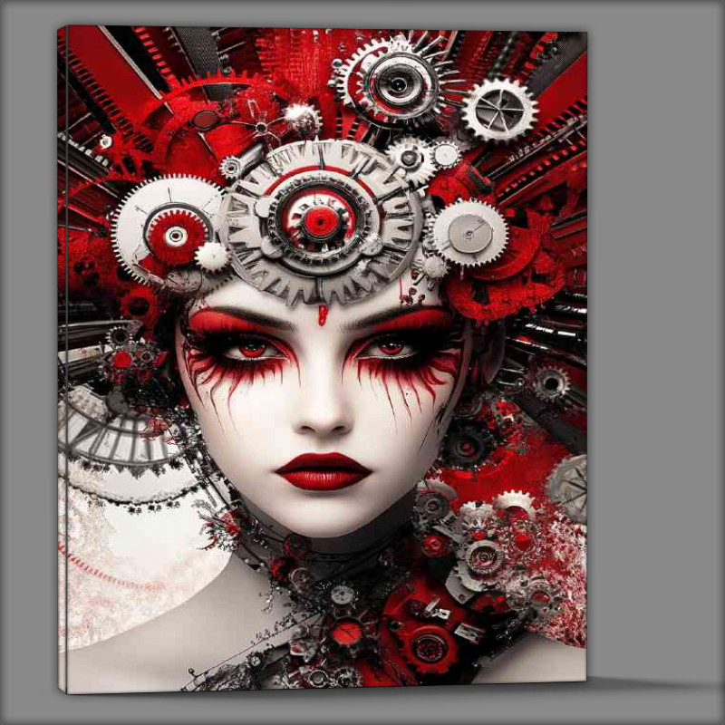 Buy Canvas : (Woman with red and black makeup wearing elaborate hat)