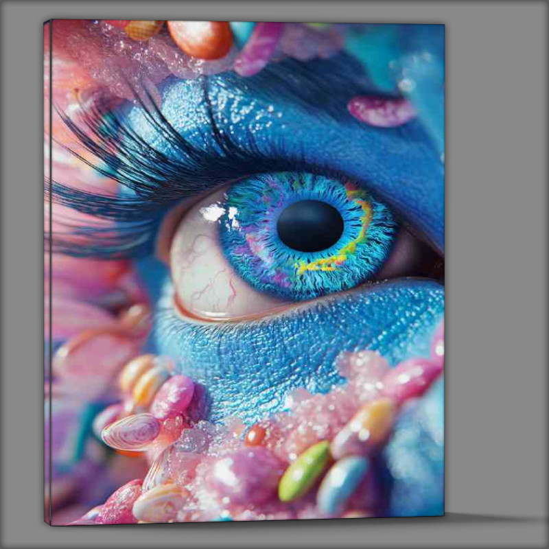 Buy Canvas : (a close up of an eye with candy and swirls inspired b d37e9ebf-a62a-4945-96f8-3bf8ee656dfa)