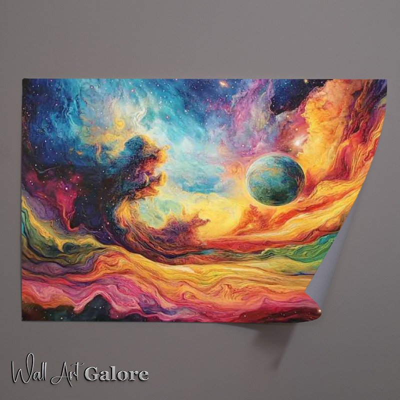 Buy Unframed Poster : (Space scene with a planet nebula crashing clouds)